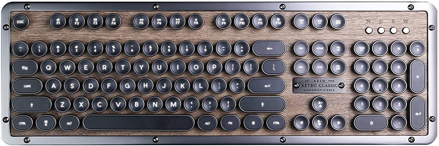 Azio Retro Classic Bluetooth Vintage Mechanical Keyboard Work From