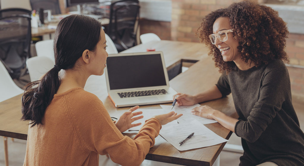 Life coach helping another woman