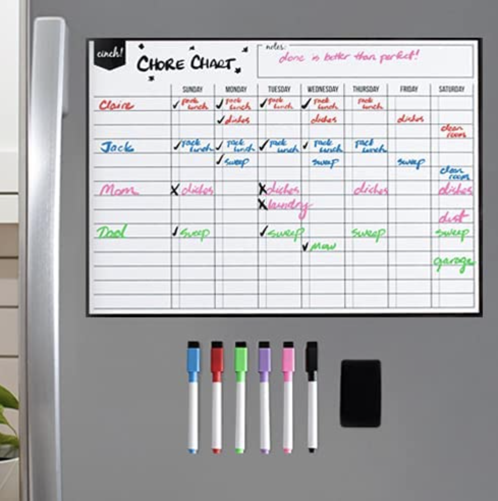 Magnetic Dry Erase Chore Chart for Multiple Kids and Adults