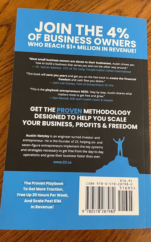 Back cover of the book "From 6 to 7 Figures" - the proven playbook to get more traction