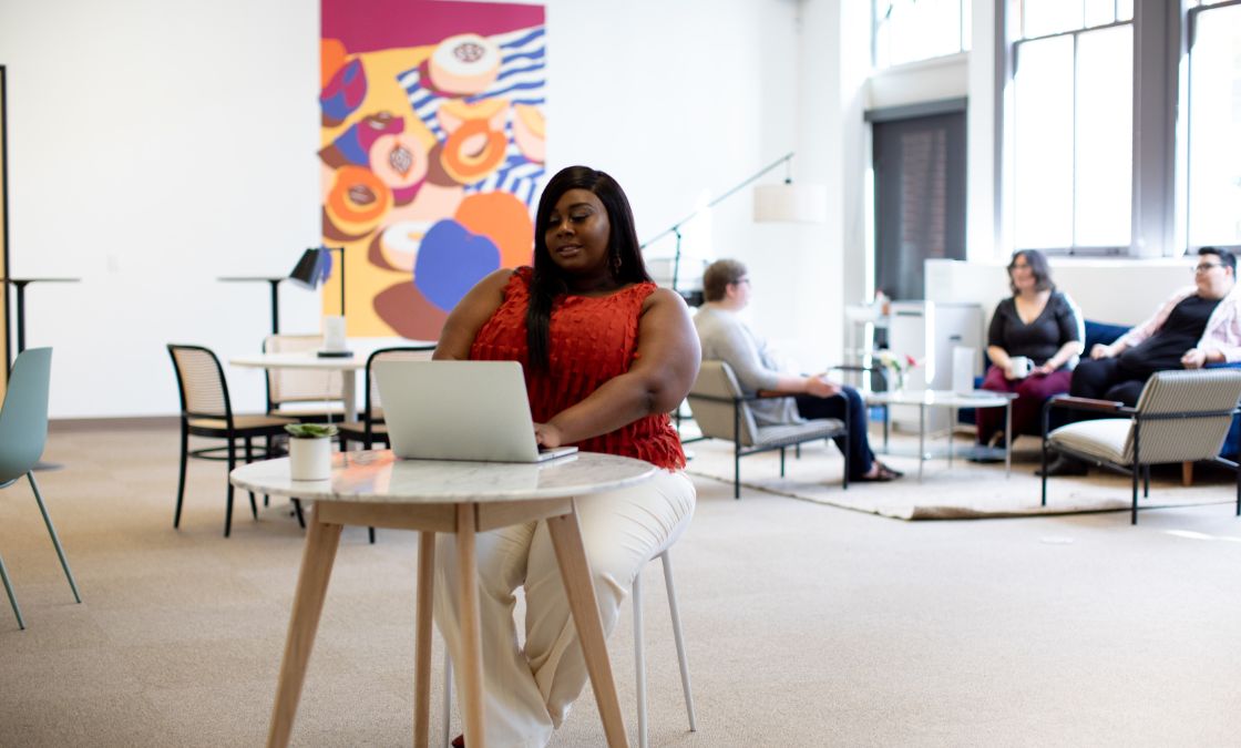 Plus Size Lady Working with her laptop