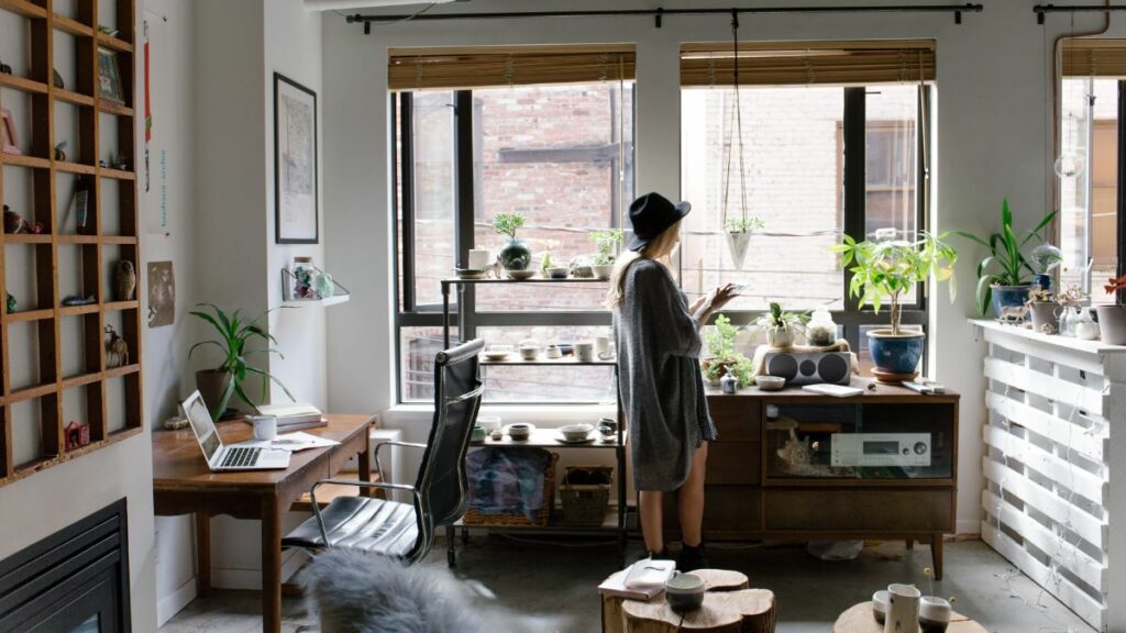 Woman working from home as consultant