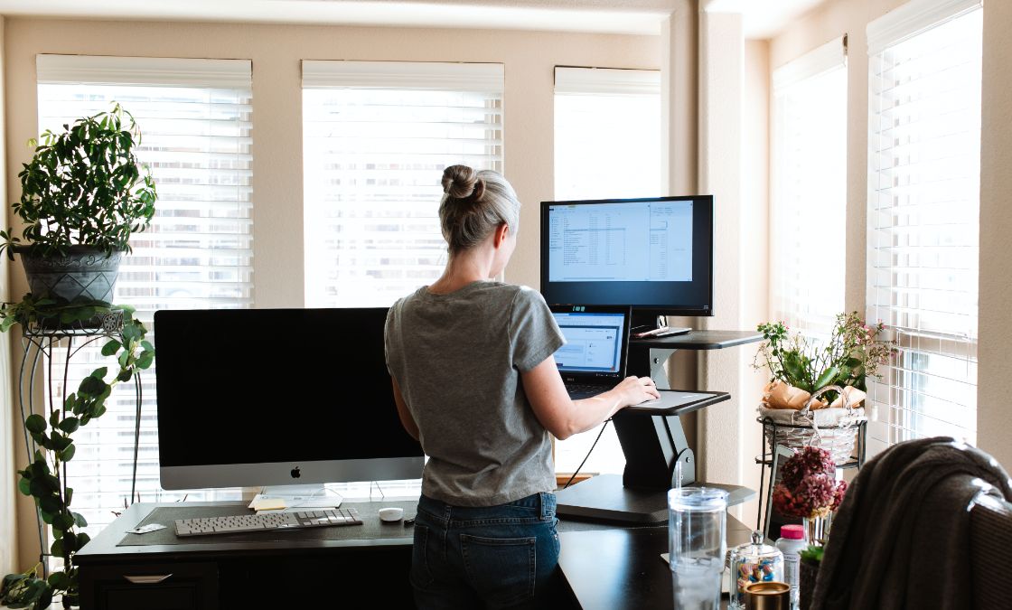 Lady Working on a Standing Desk