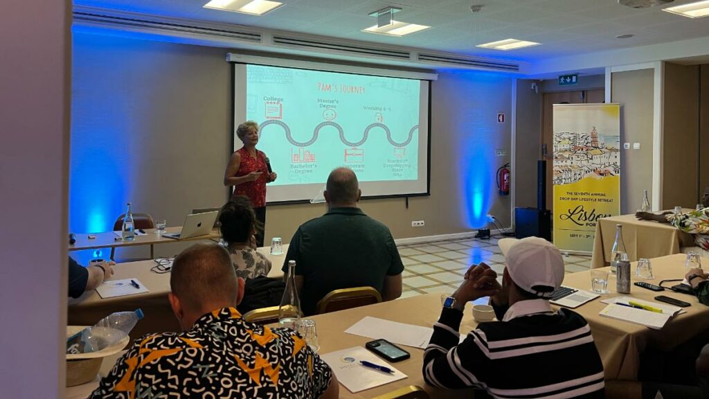 Pam presenting at Dropship LIfestyle retreat