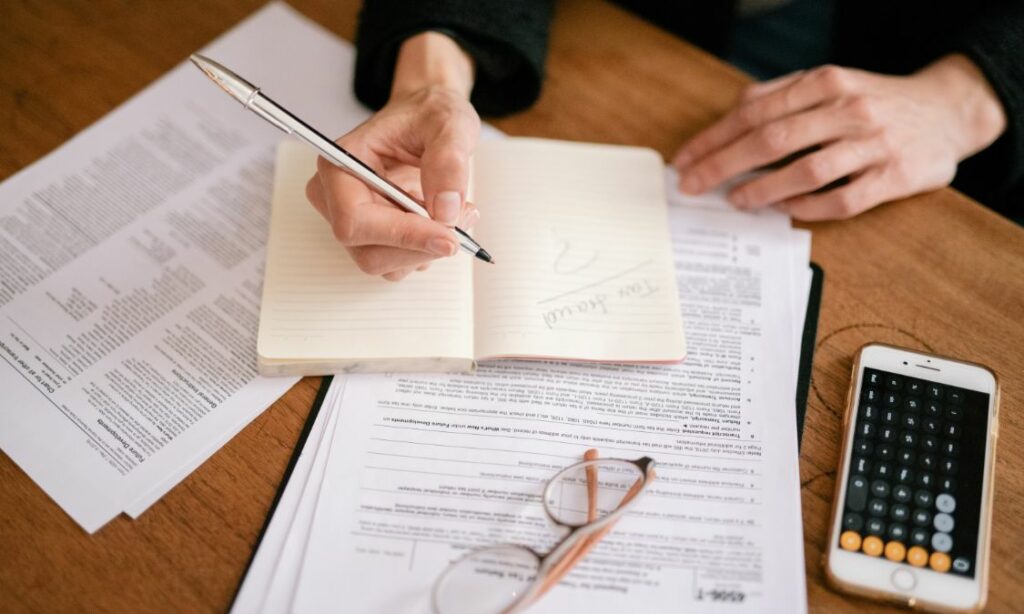 Woman setting up LLC at desk