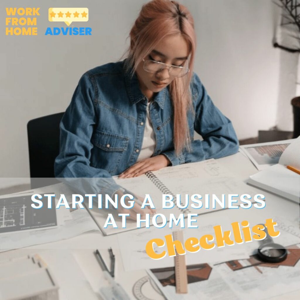 Woman working on starting a business at home