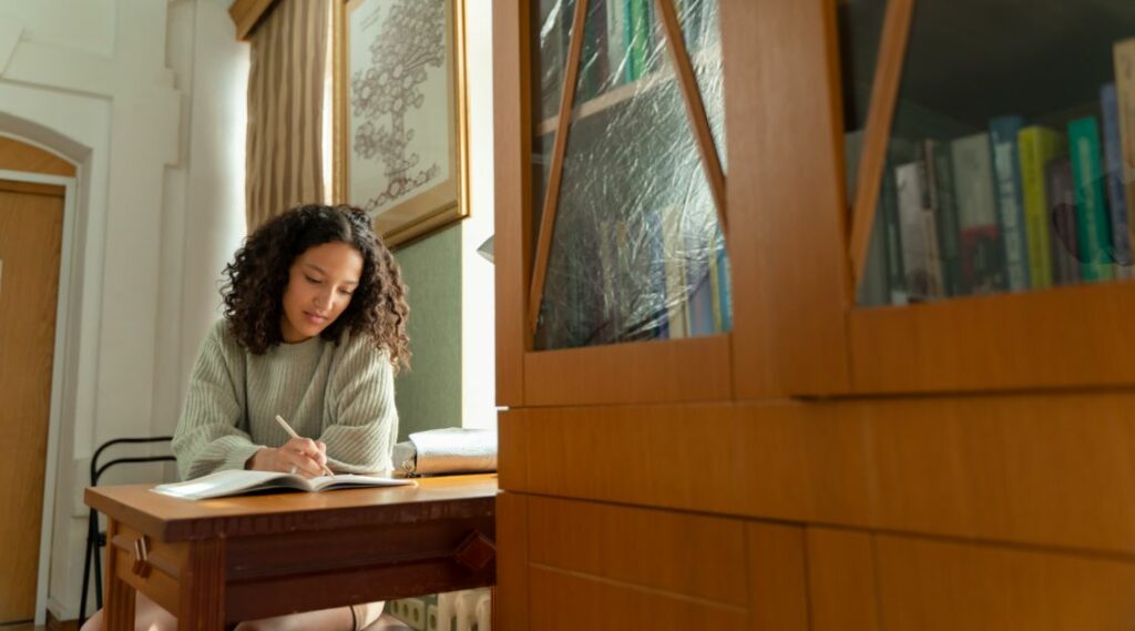 Woman working in home office