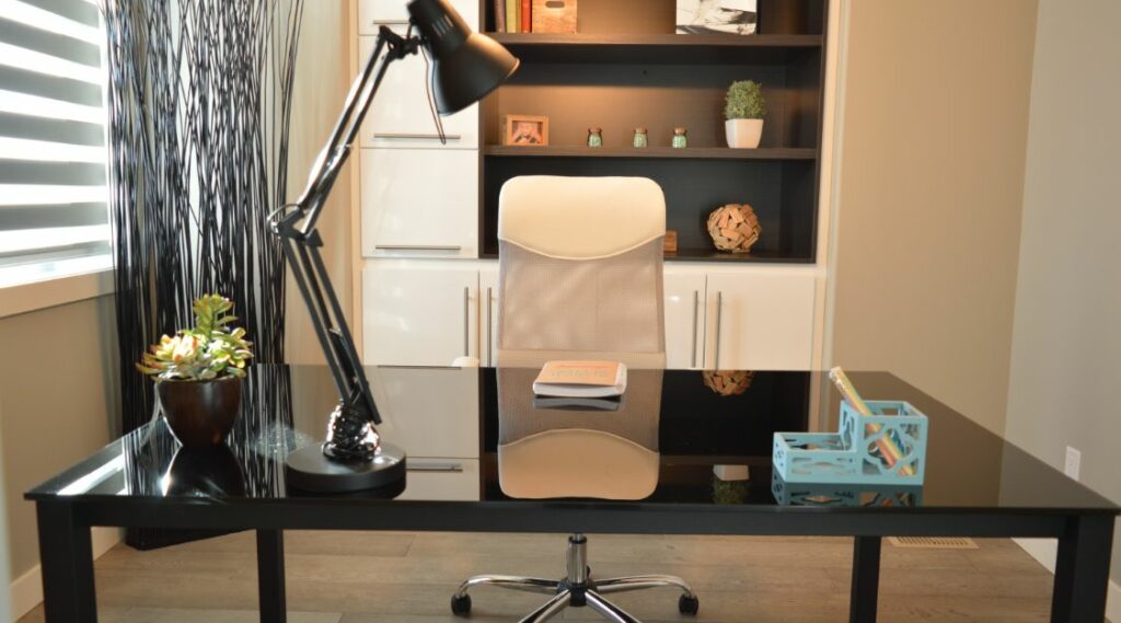 Desk and chair in home office