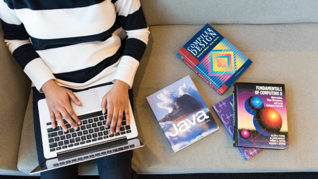 Woman learning new computer skill