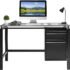 Metal Desk with 3 Tier On Top & Below Desk Shelving