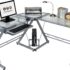 Z-Line Belaire Glass L-Shaped Computer Desk
