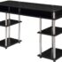 AmazonBasics Classic Home Office Computer Desk With Shelves in Black