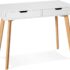 AmazonBasics Classic Home Office Computer Desk With Shelves in White
